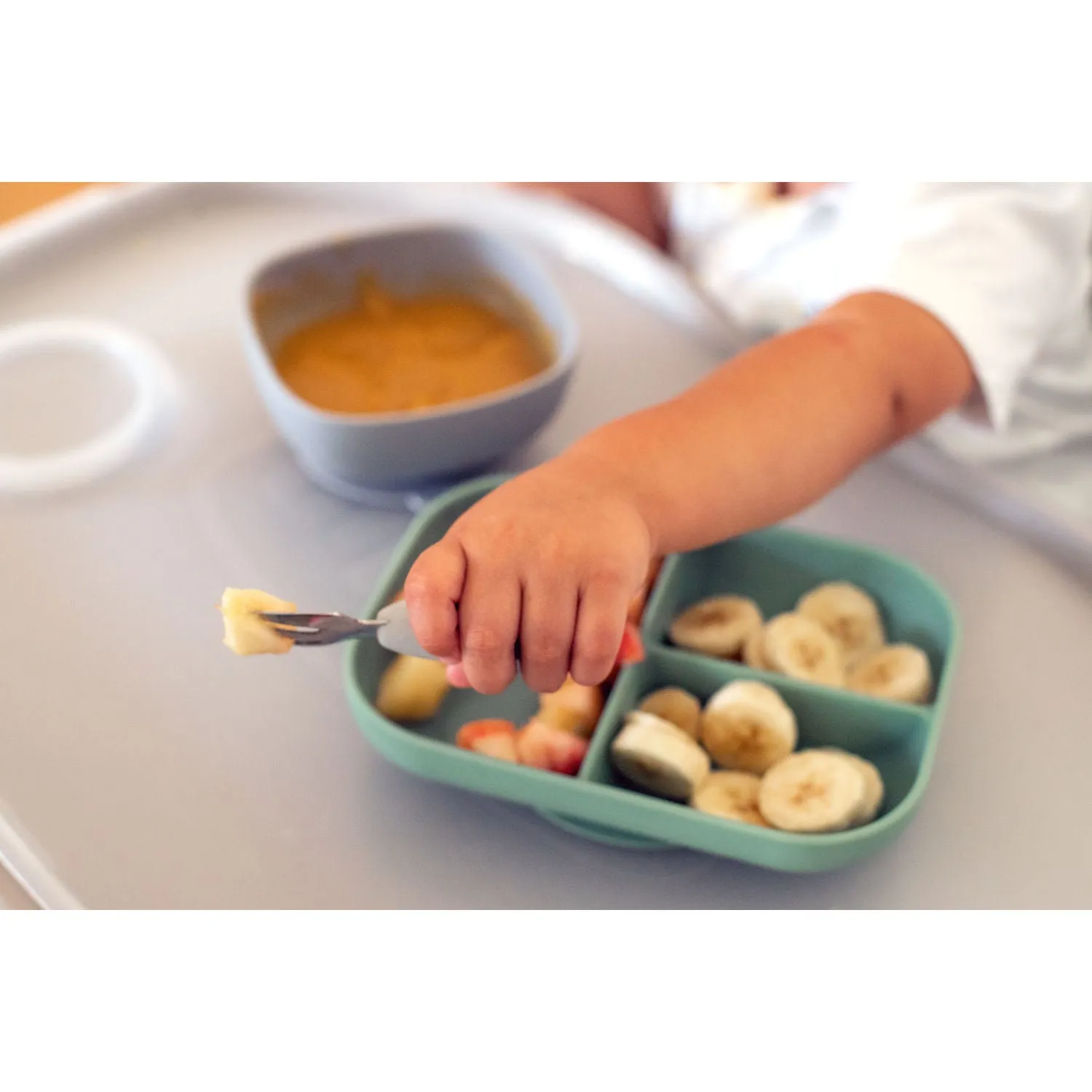 Beaba Fork & Spoon Stainless Steel Pre-Cutlery - Velvet Grey
