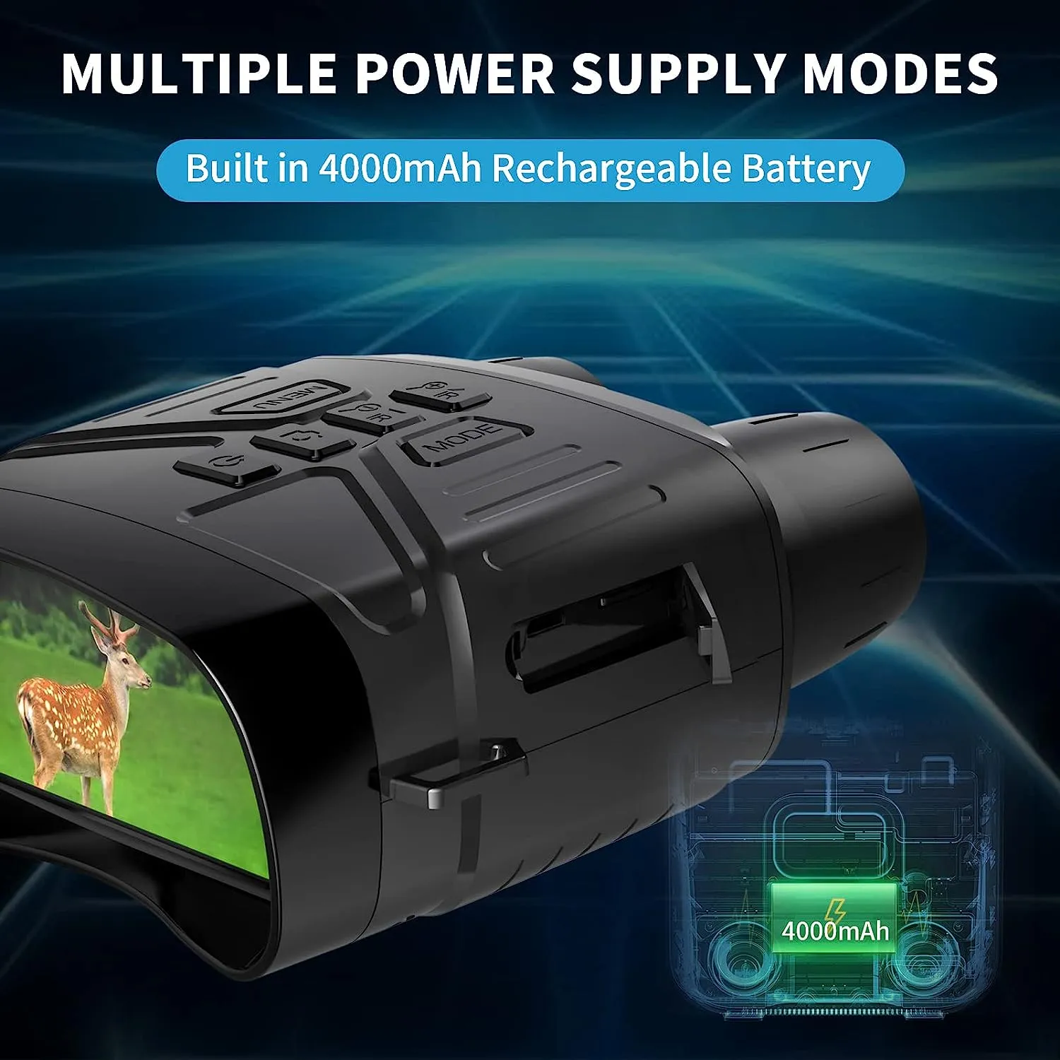 (Black & White) 4K Night Vision Binoculars with Large Screen & Rechargeable Lithium Battery