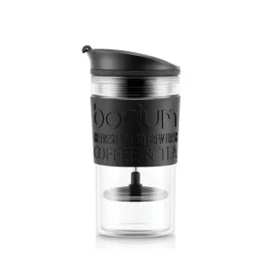 Bodum Travel Press Double Wall Plastic with Extra Lid Set (Black)