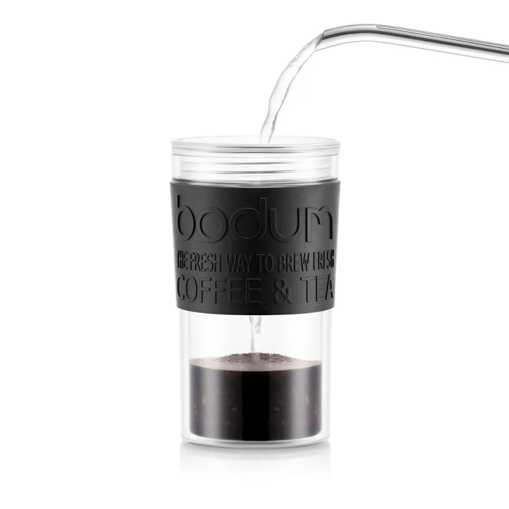 Bodum Travel Press Double Wall Plastic with Extra Lid Set (Black)