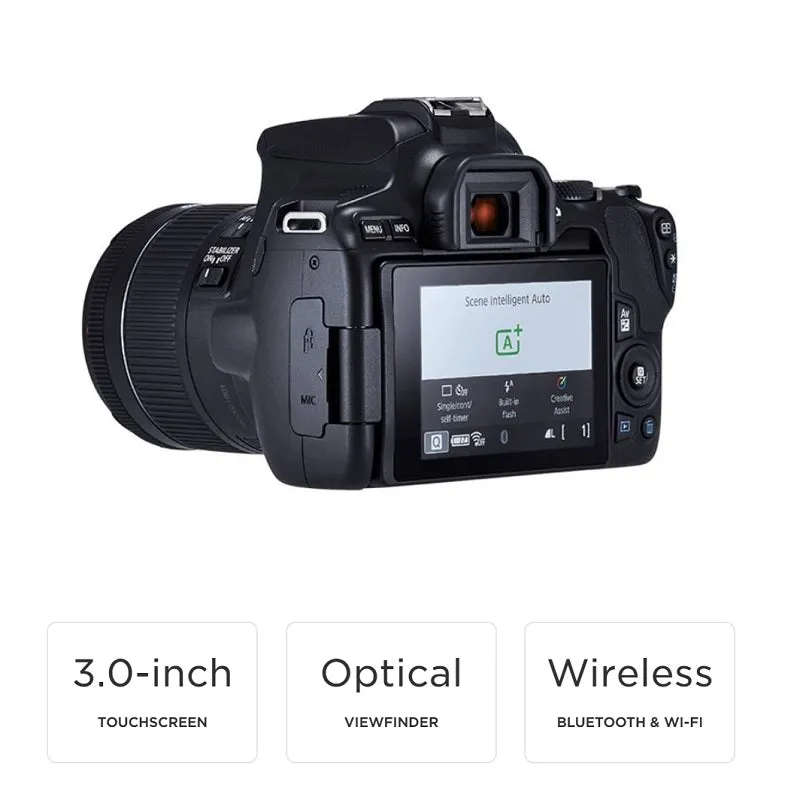 Canon EOS 250D DSLR with movable screen lens 18-55 IS