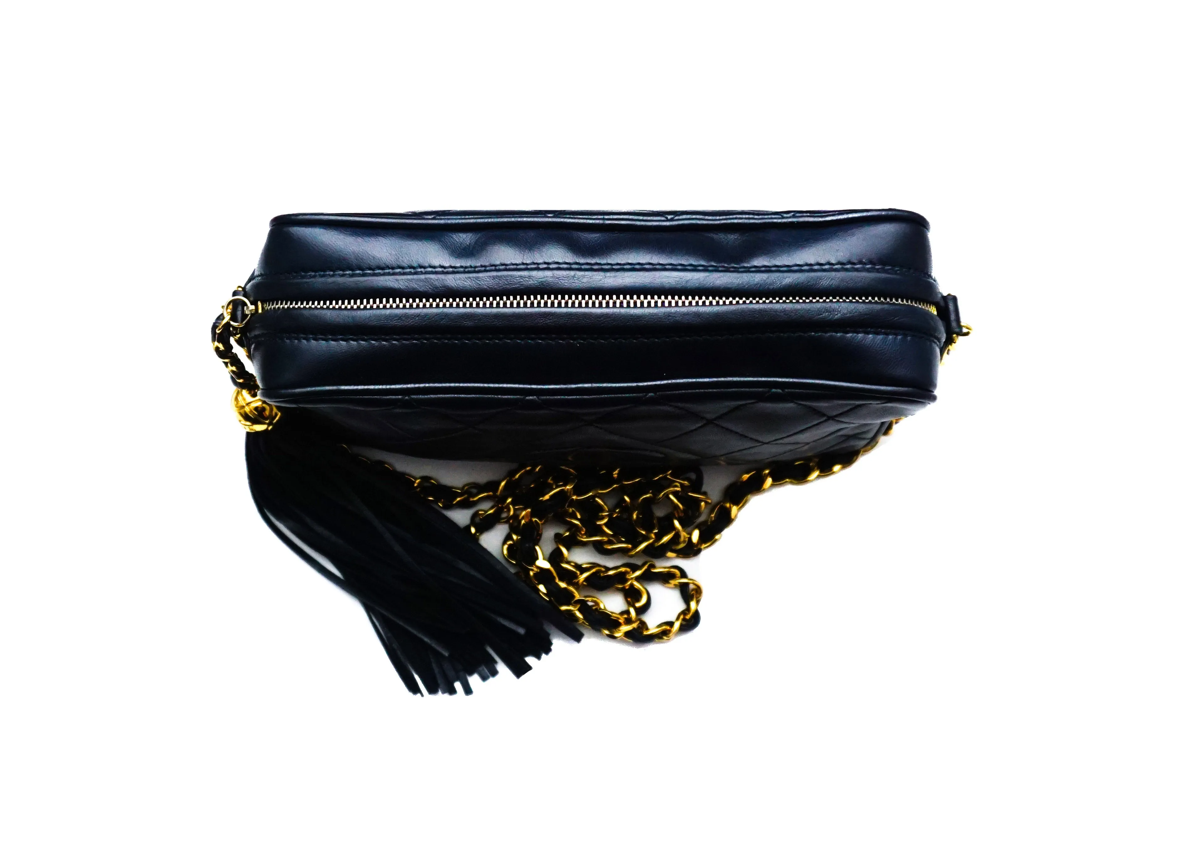 Chanel Vintage Rare Navy Lambskin Mini Camera Bag