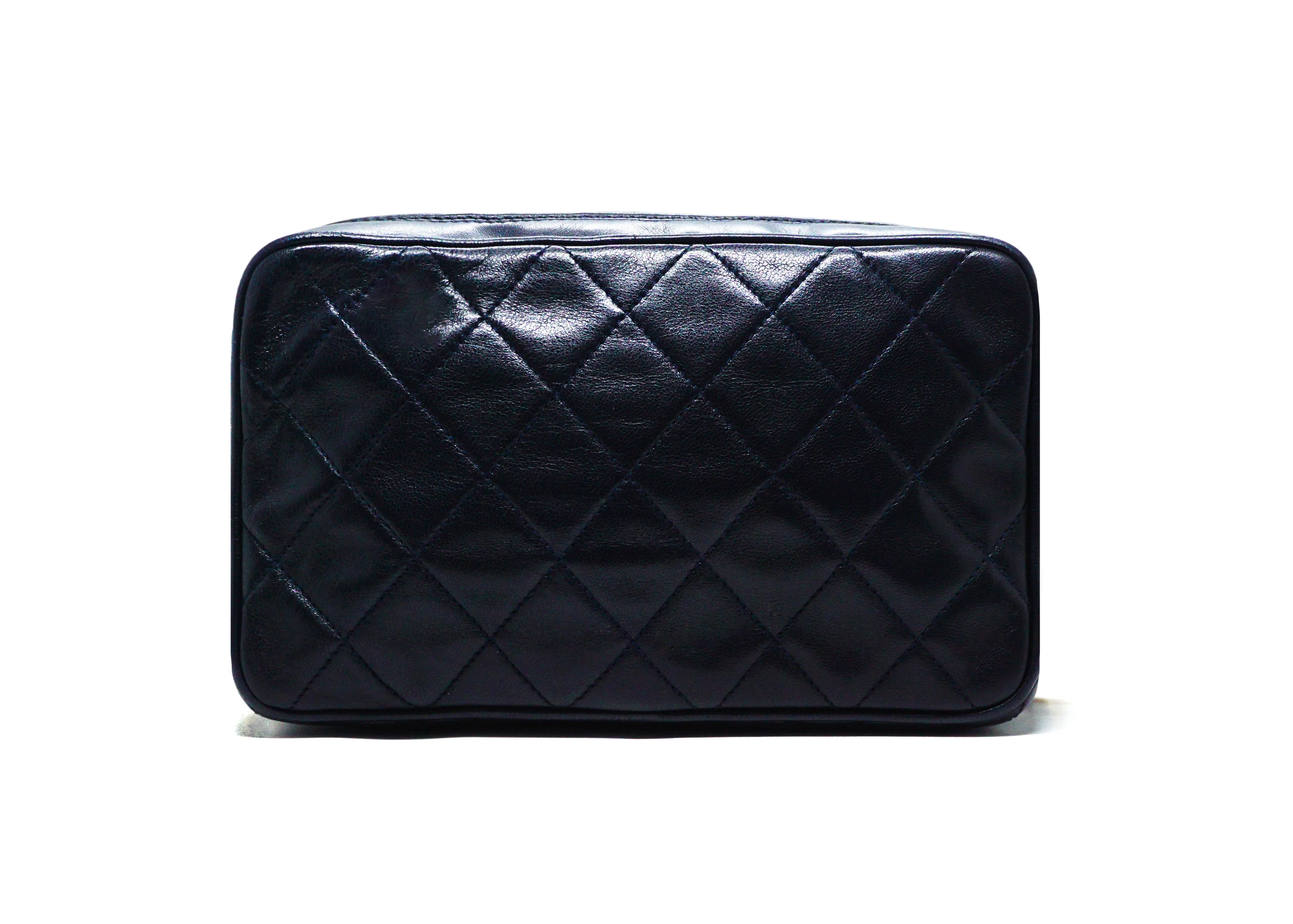 Chanel Vintage Rare Navy Lambskin Mini Camera Bag