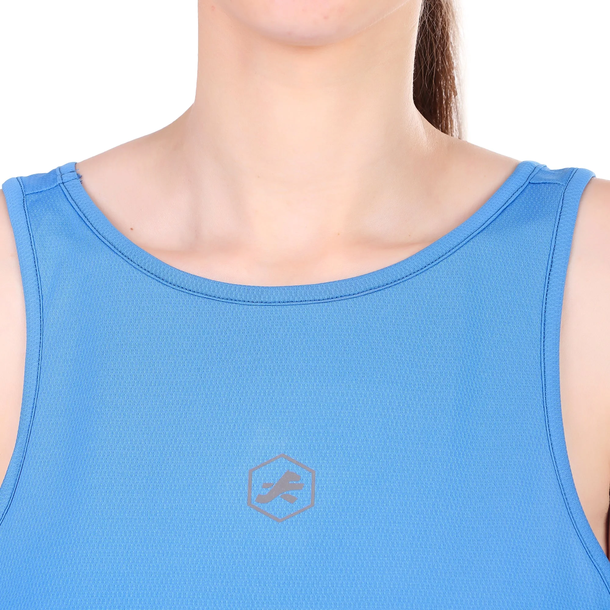 Chic Back Cut Sleeveless Tshirt For Women (Blue)