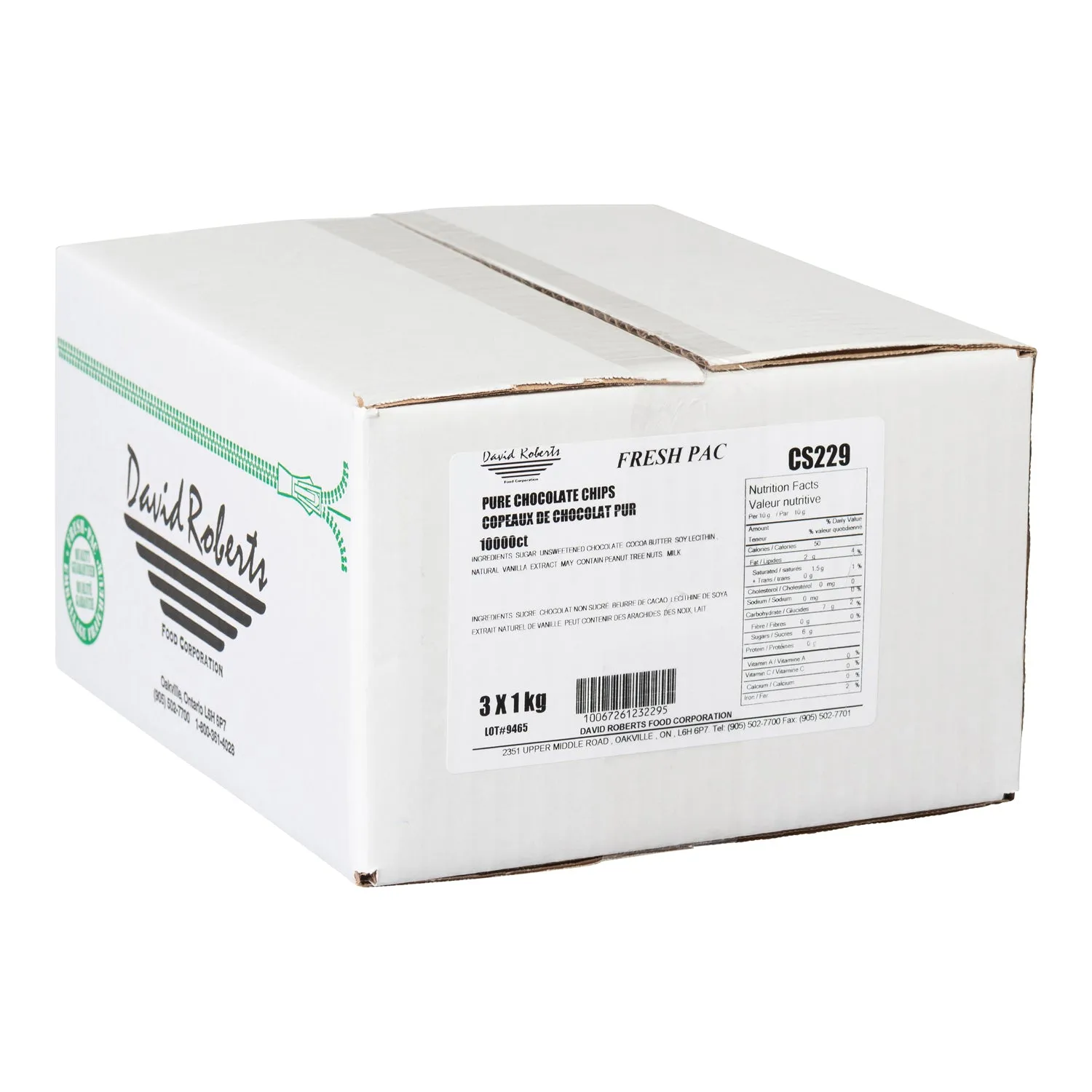 Chocolate Chip Semi-Sweet 10000 ct. - 3 x 1 kg - David Roberts - Baking Mixes and Ingredients - Canadian Distribution