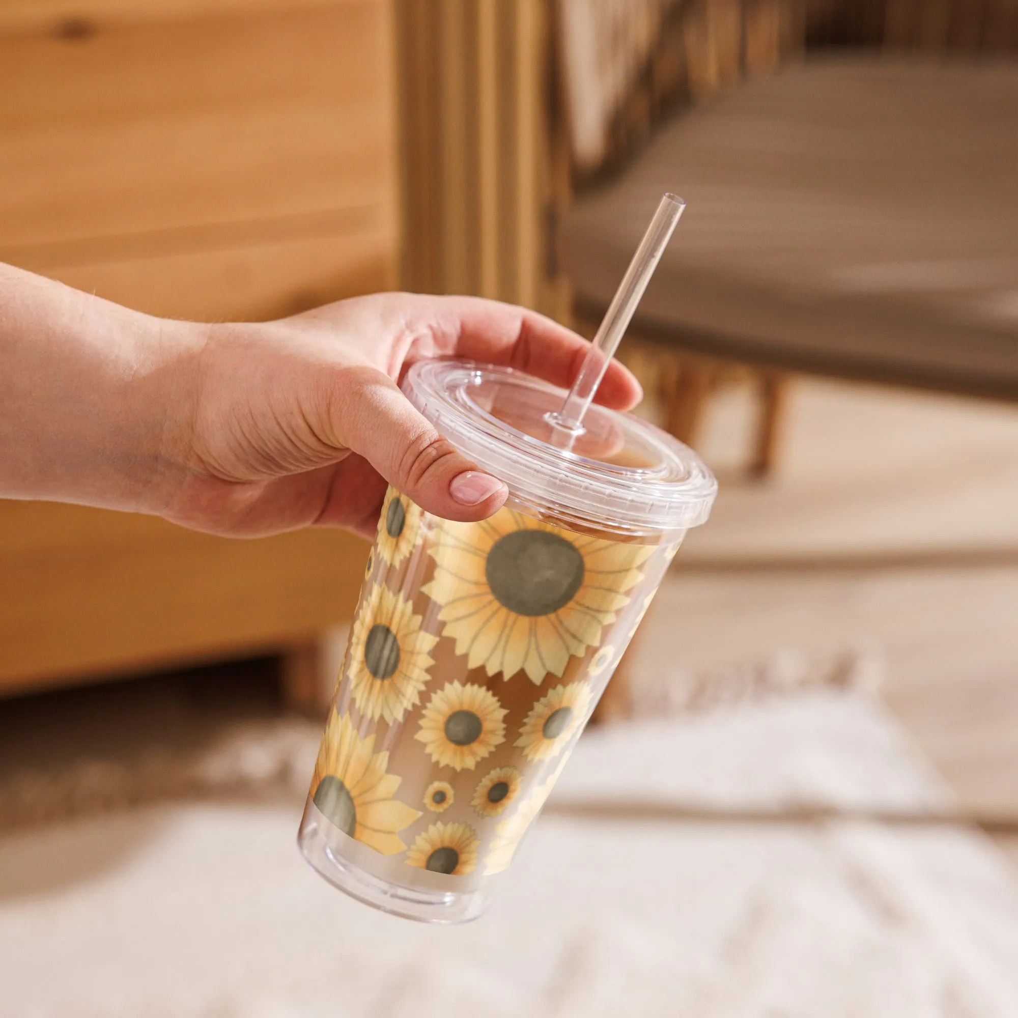 Clear plastic Insulated Resusable tumbler 16OZ