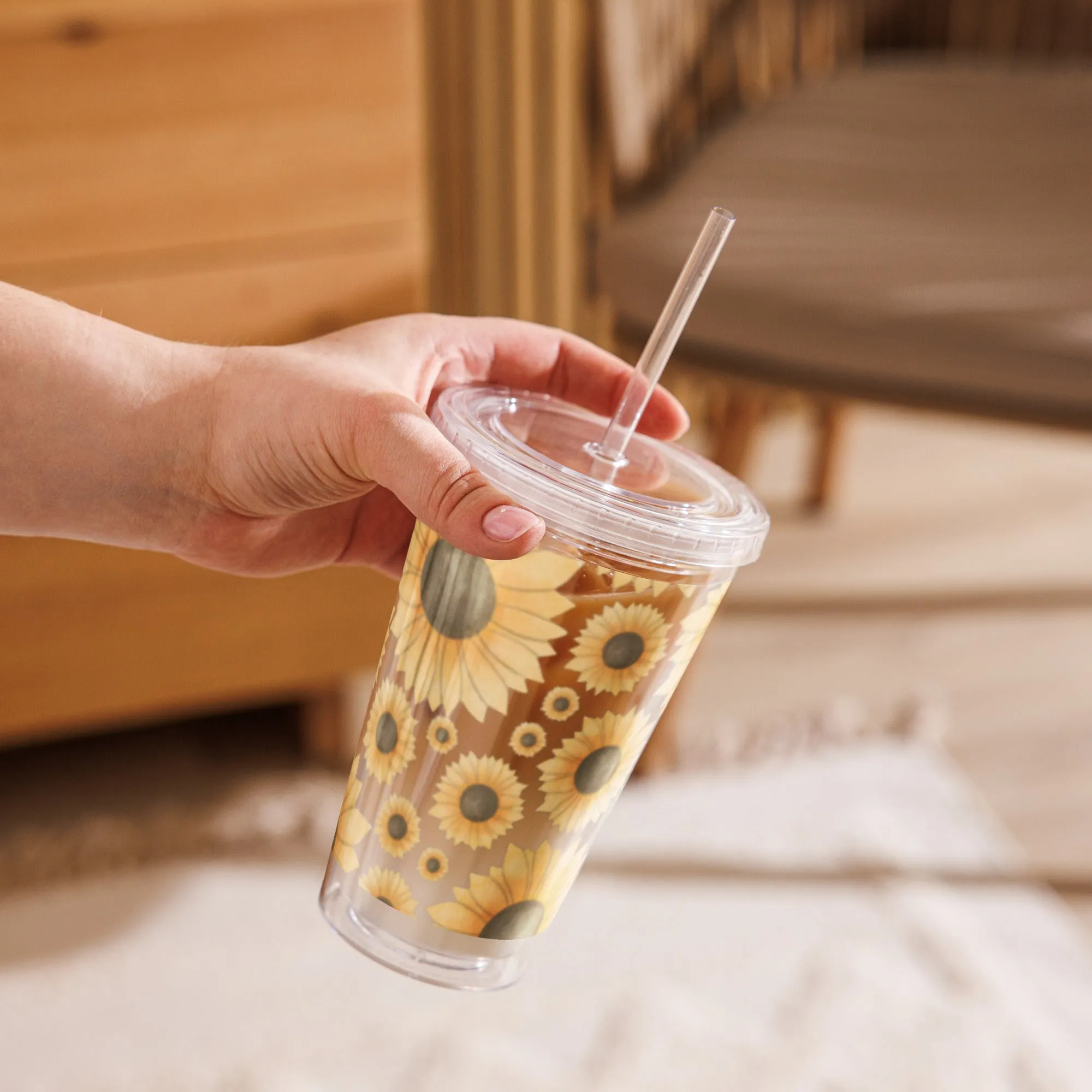 Clear plastic Insulated Resusable tumbler 16OZ