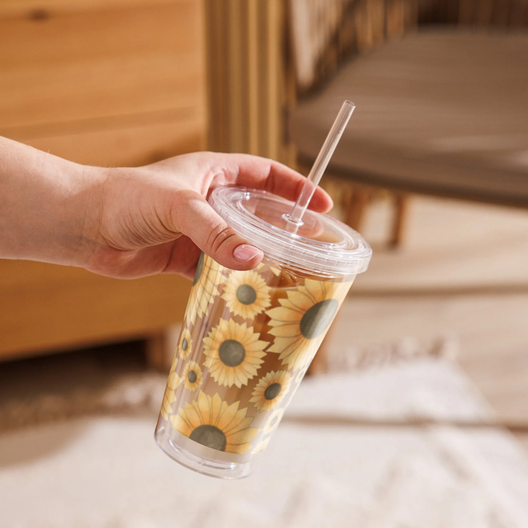 Clear plastic Insulated Resusable tumbler 16OZ