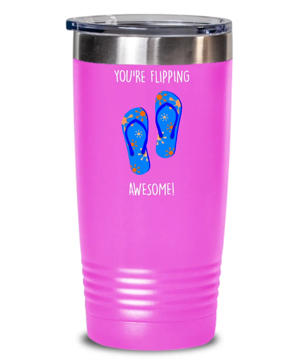 Congratulations You're Flipping Awesome Insulated Drink Tumbler Travel Cup Funny Gift