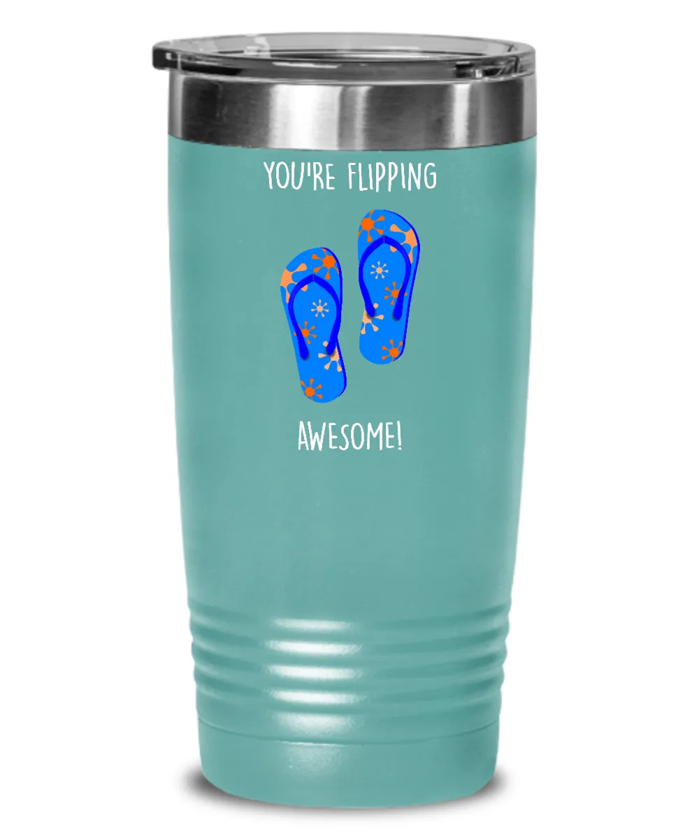Congratulations You're Flipping Awesome Insulated Drink Tumbler Travel Cup Funny Gift
