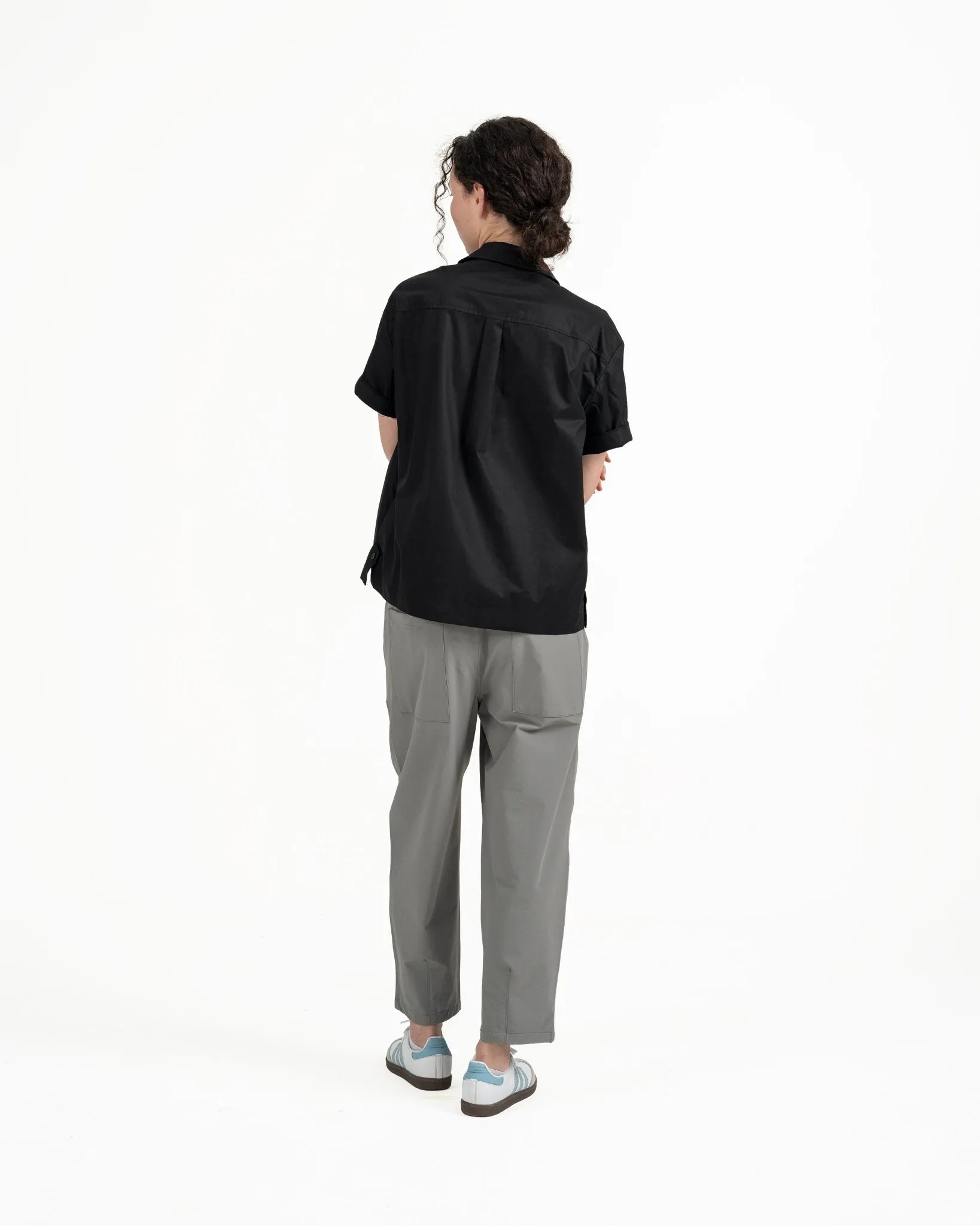 Convertible Collar Overshirt - Black
