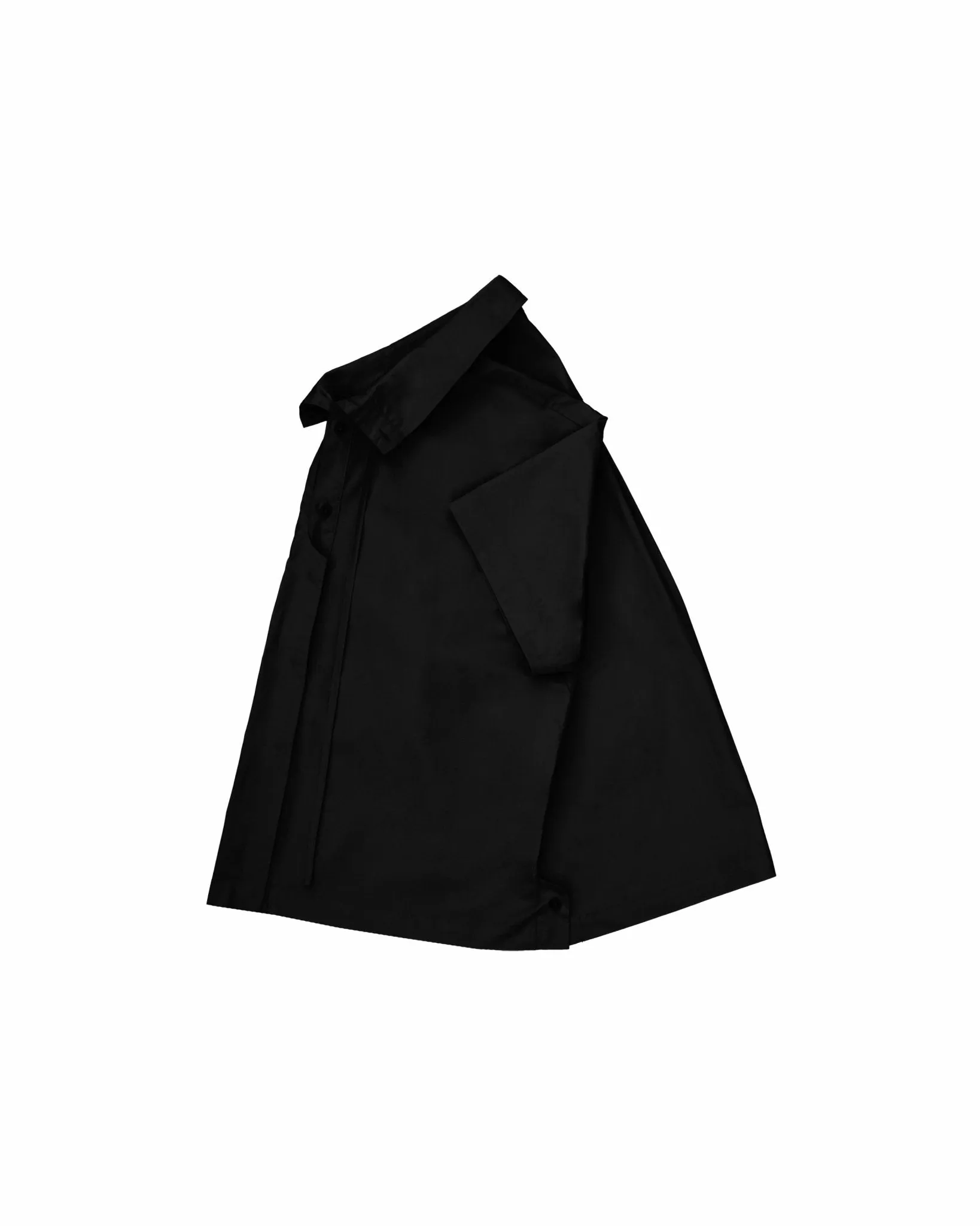 Convertible Collar Overshirt - Black