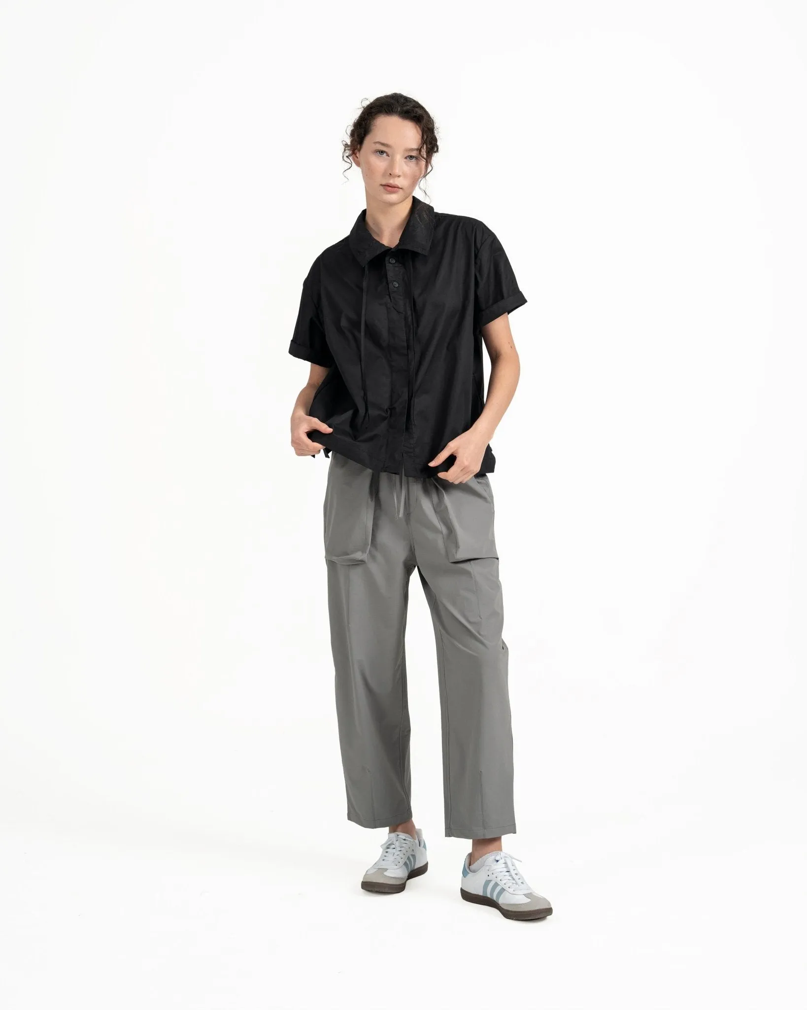 Convertible Collar Overshirt - Black