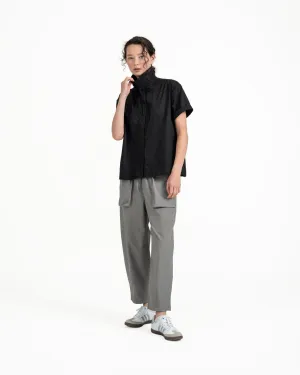 Convertible Collar Overshirt - Black