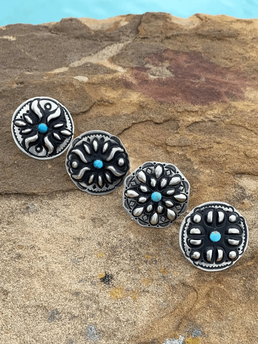Cora Sterling Concho & Turquoise Ring - 8