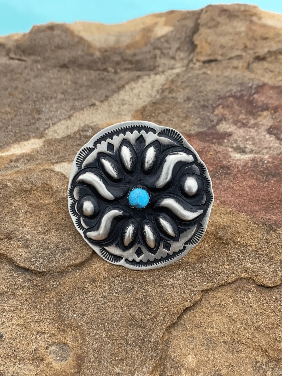 Cora Sterling Concho & Turquoise Ring - 8