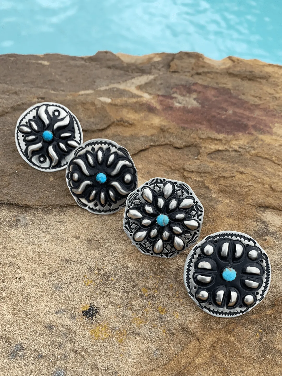 Cora Sterling Concho & Turquoise Ring - 8