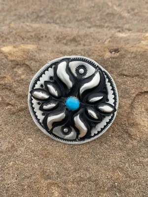Cora Sterling Concho & Turquoise Ring - 8