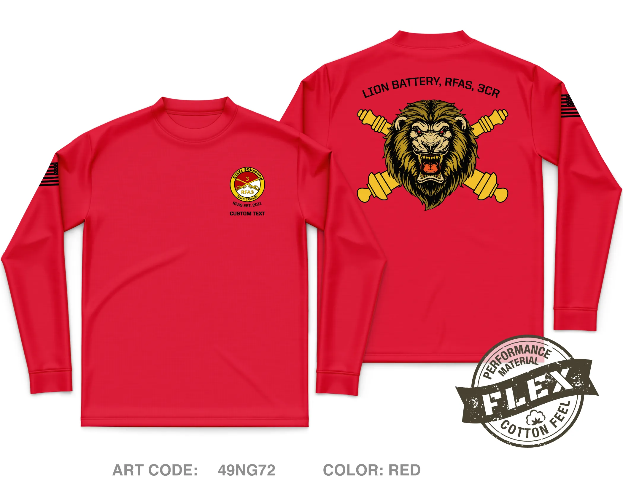 CUSTOM Lion Battery, RFAS, 3CR Core Men's LS Flex Performance Tee - 49NG72