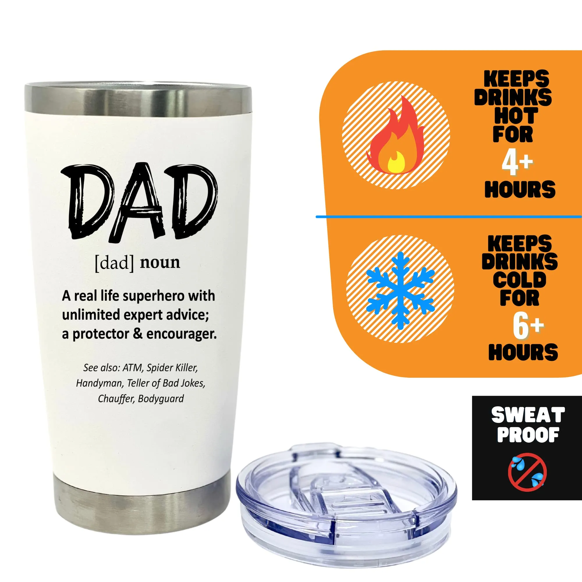 Dad Definition 20 oz White Tumbler for Dads