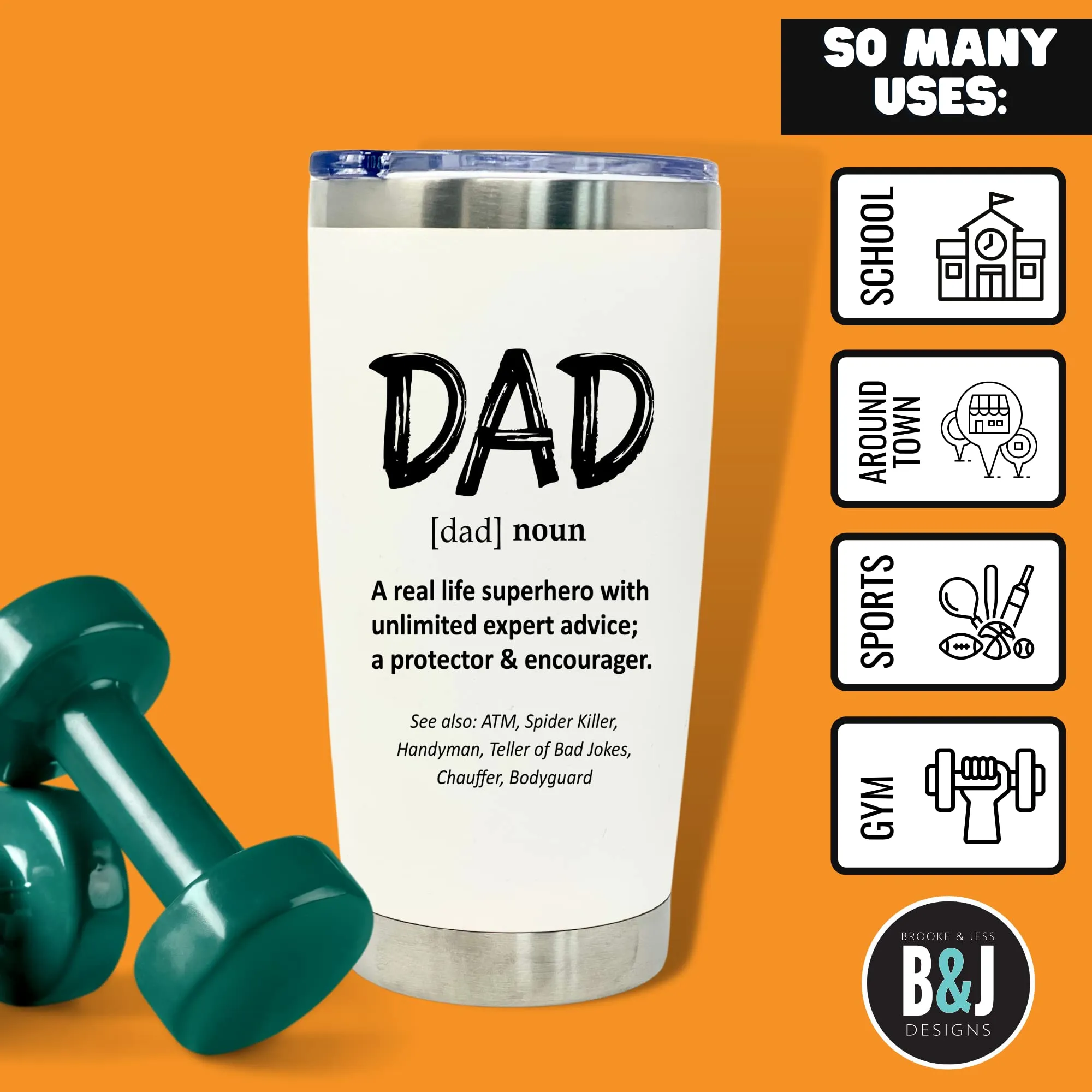 Dad Definition 20 oz White Tumbler for Dads