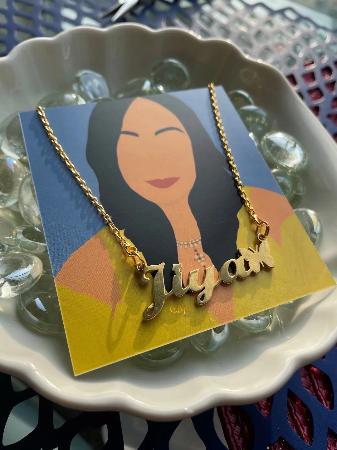 Dainty Custom Name Necklace With Butterfly Pendant