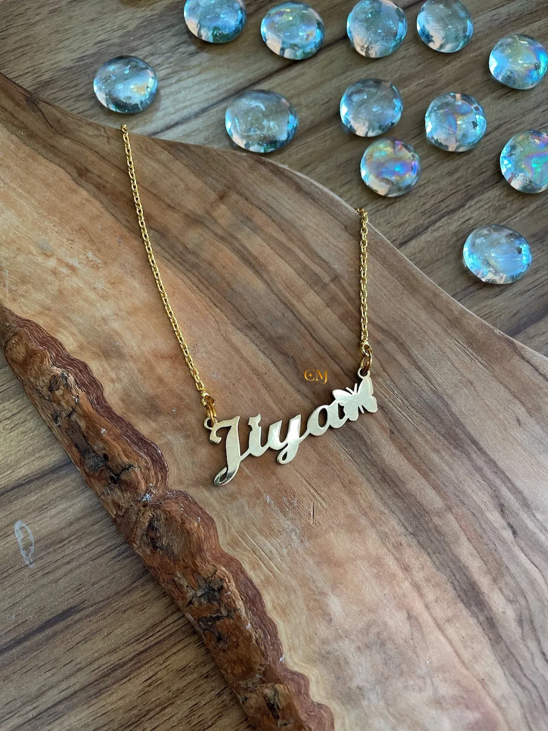 Dainty Custom Name Necklace With Butterfly Pendant