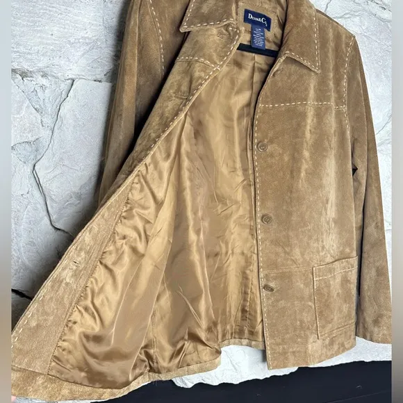 Denim&amp;Co | Women’s Brown Leather Western Jacket w/Saddle Stitching, Size M