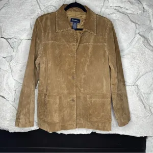Denim&amp;Co | Women’s Brown Leather Western Jacket w/Saddle Stitching, Size M