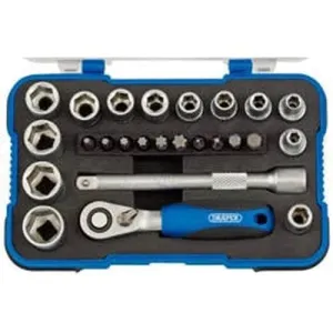 Draper 16354 Metric Socket Set, 1/4" Sq. Dr. (25 Piece) Dr-16354
