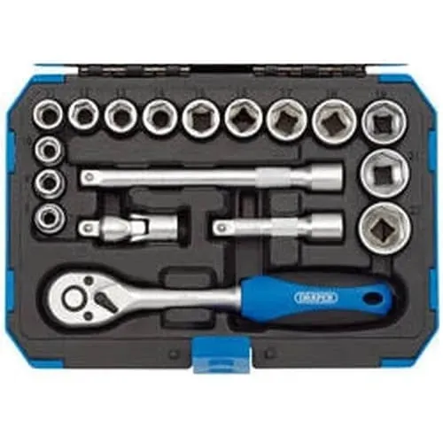 Draper 16359 Metric Socket Set, 3/8" Sq. Dr. (18 Piece) Dr-16359