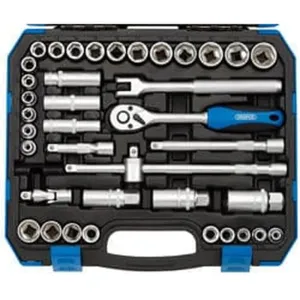 Draper 16361 Combined Mm/Af Socket Set, 3/8" Sq. Dr. (39 Piece) Dr-16361