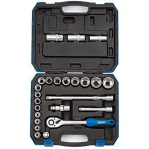 Draper 16362 Metric Socket Set, 1/2" Sq. Dr. (24 Piece) Dr-16362