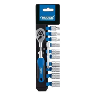 Draper 16369 Metric Socket Ratchet Set | 1/4" Sq. Dr. | 12PC - Lifetime Warranty