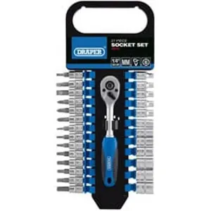 Draper 16370 Metric Socket Set, 1/4" Sq. Dr. (27 Piece) Dr-16370