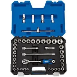 Draper 16453 Expert Combined Mm/Af Socket Set, 1/2" Sq. Dr. (41 Piece) Dr-16453