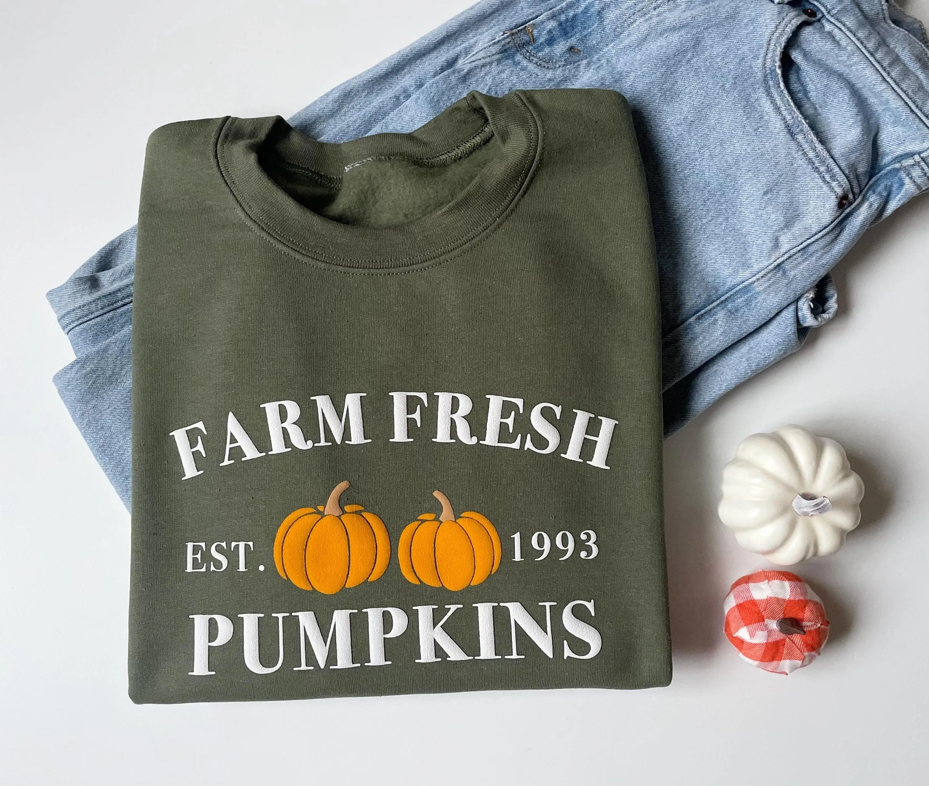 Embossed Farm Fresh Pumpkins Womens Sweatshirt