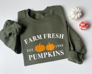 Embossed Farm Fresh Pumpkins Womens Sweatshirt