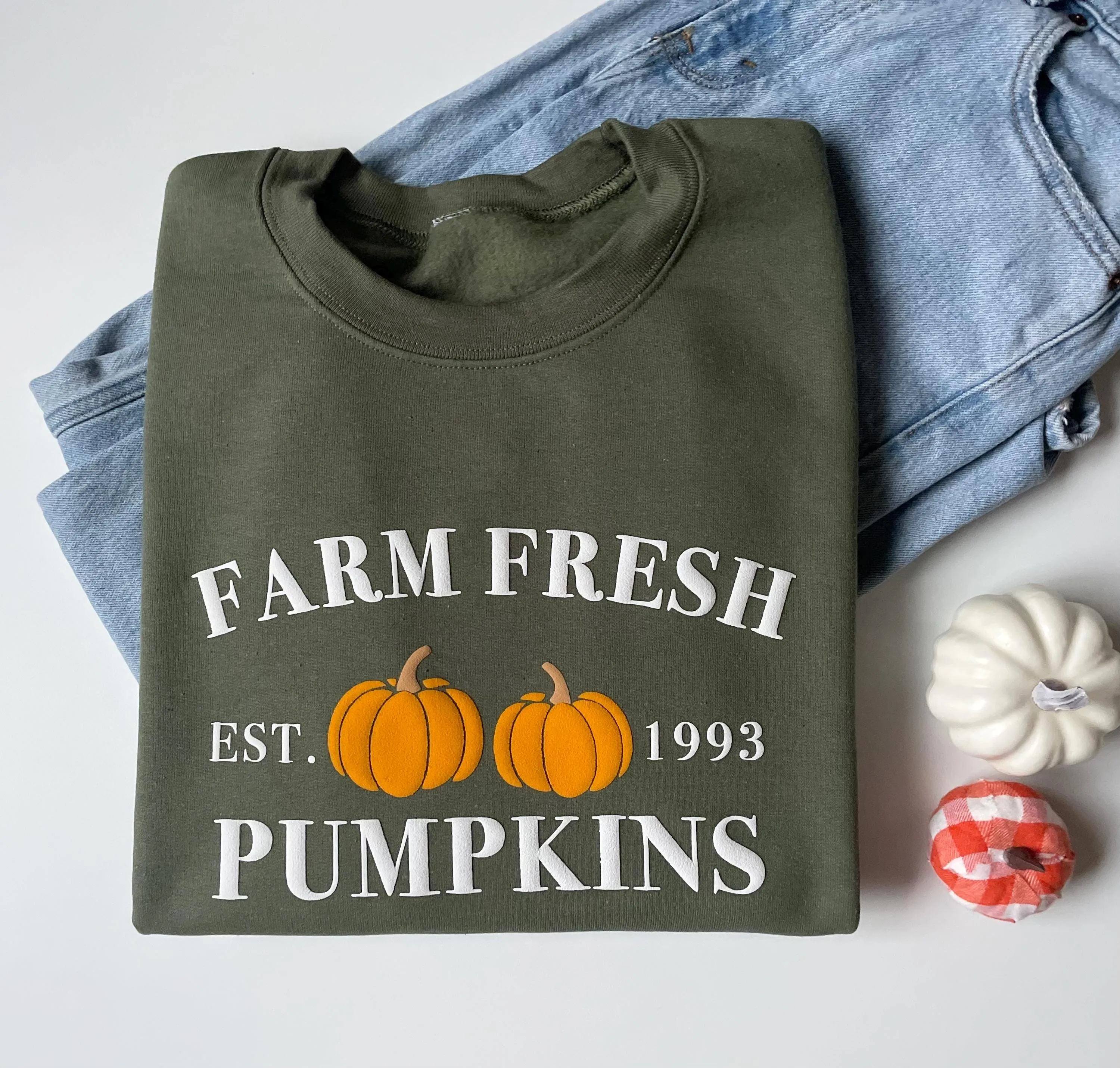 Embossed Farm Fresh Pumpkins Womens Sweatshirt