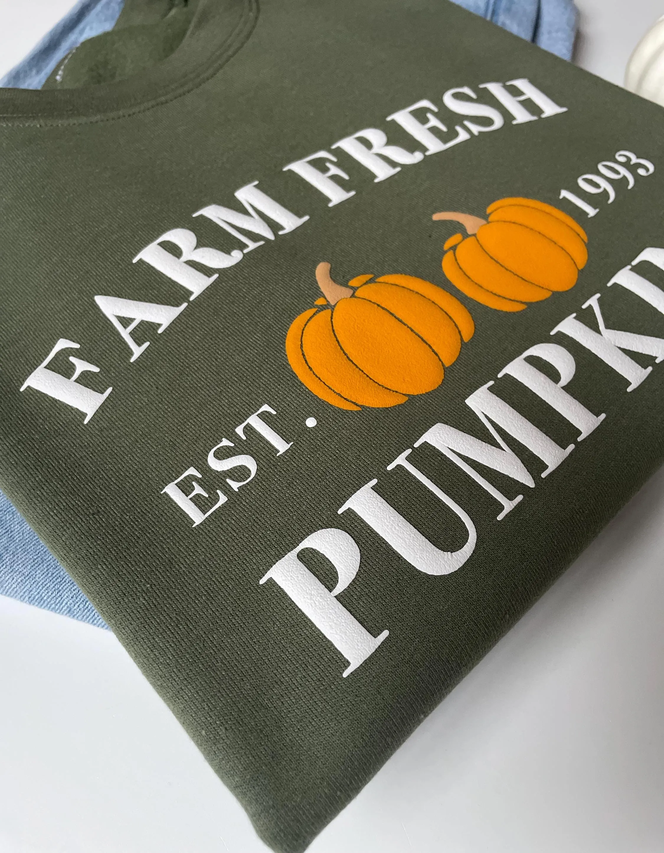 Embossed Farm Fresh Pumpkins Womens Sweatshirt