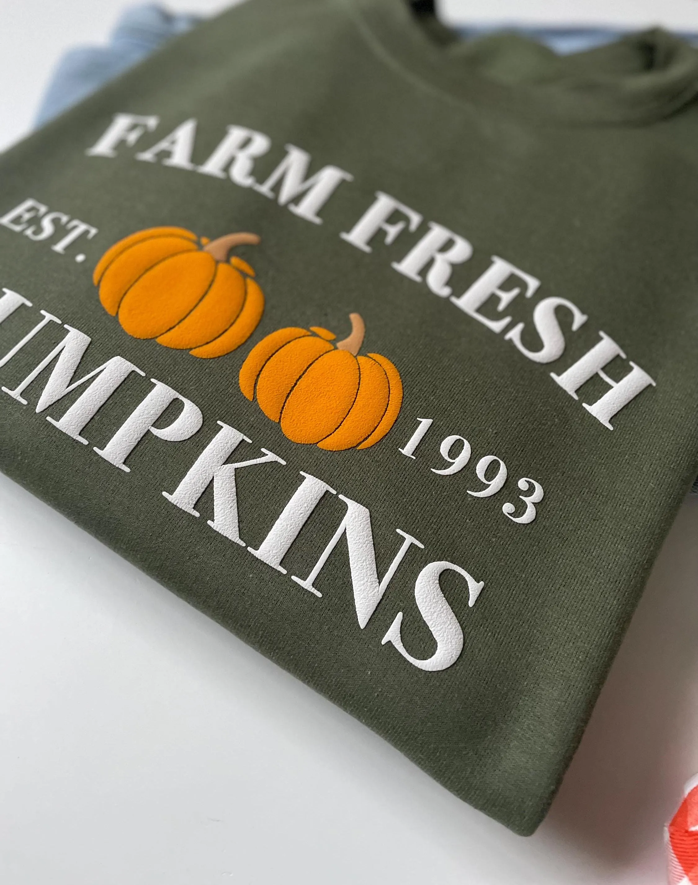Embossed Farm Fresh Pumpkins Womens Sweatshirt
