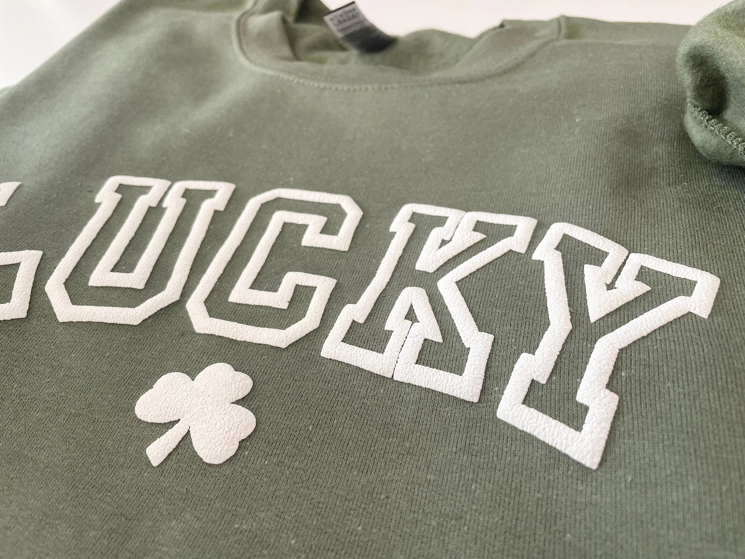 Embossed LUCKY Varsity St. Paddys Sweatshirt
