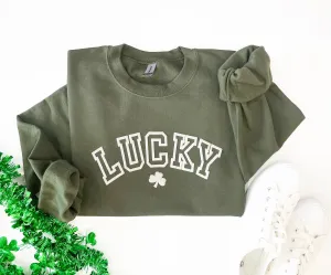 Embossed LUCKY Varsity St. Paddys Sweatshirt