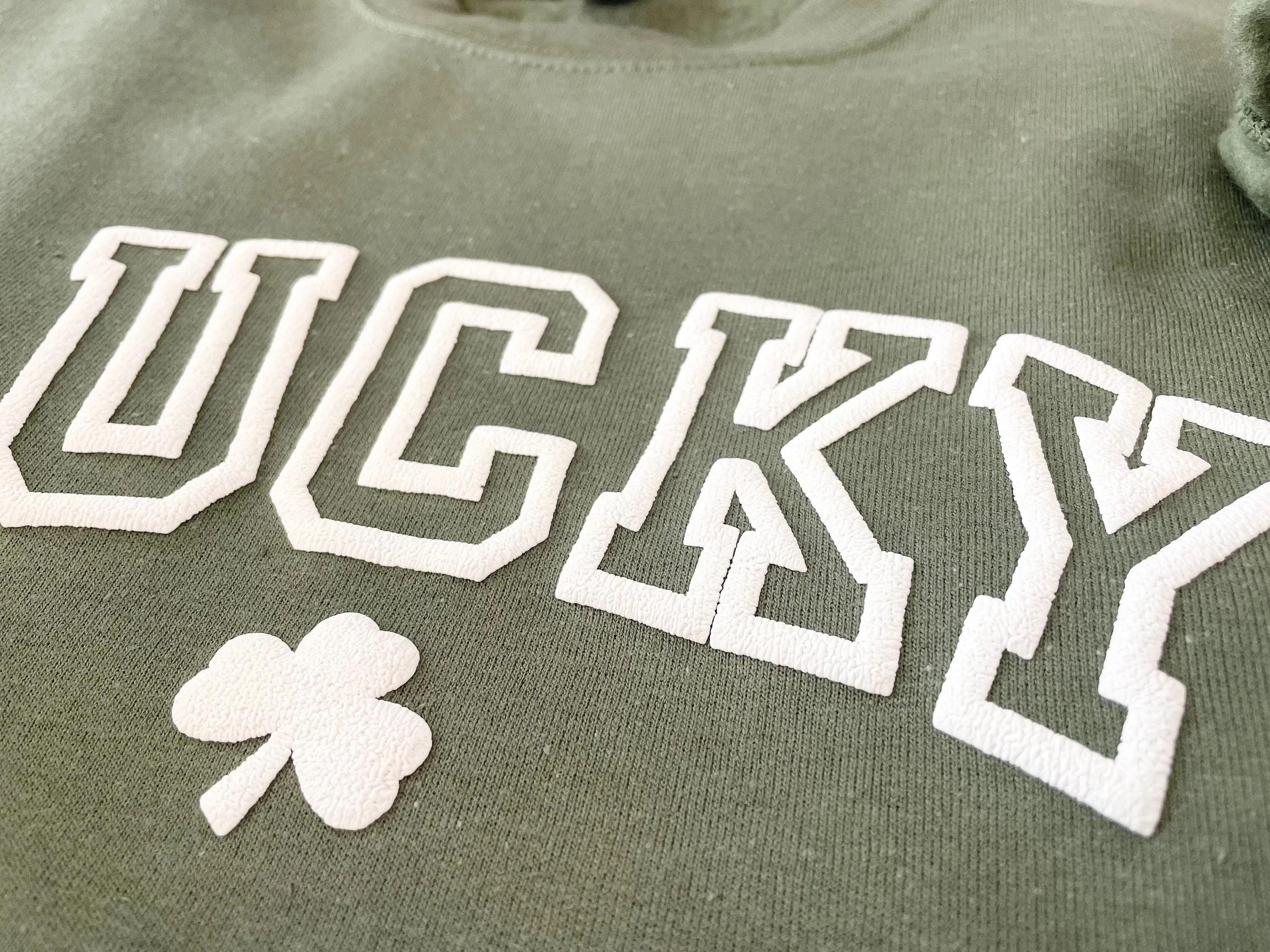 Embossed LUCKY Varsity St. Paddys Sweatshirt