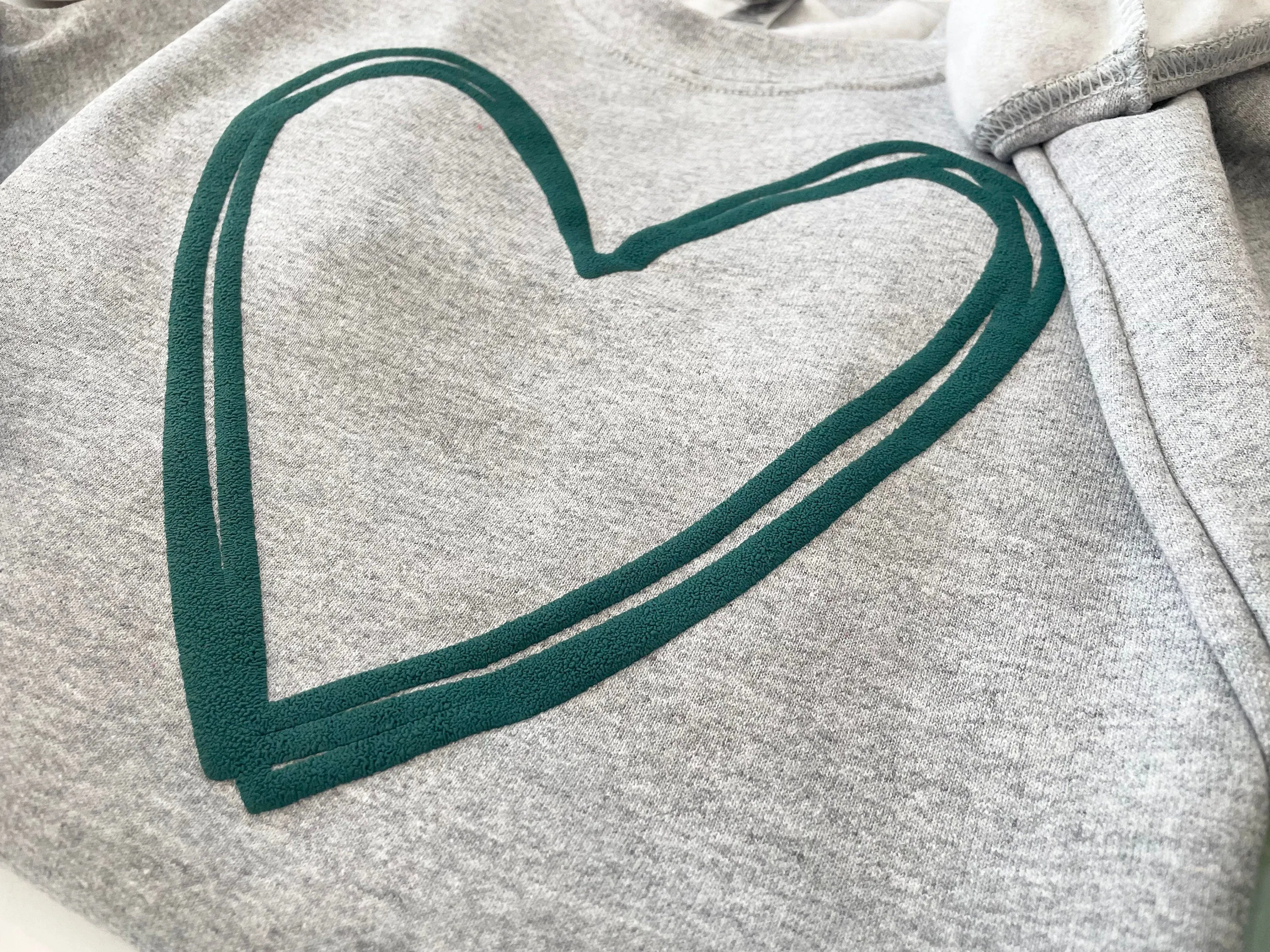 Embossed Puff St. Patricks Day Heart Sweatshirt