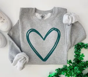Embossed Puff St. Patricks Day Heart Sweatshirt