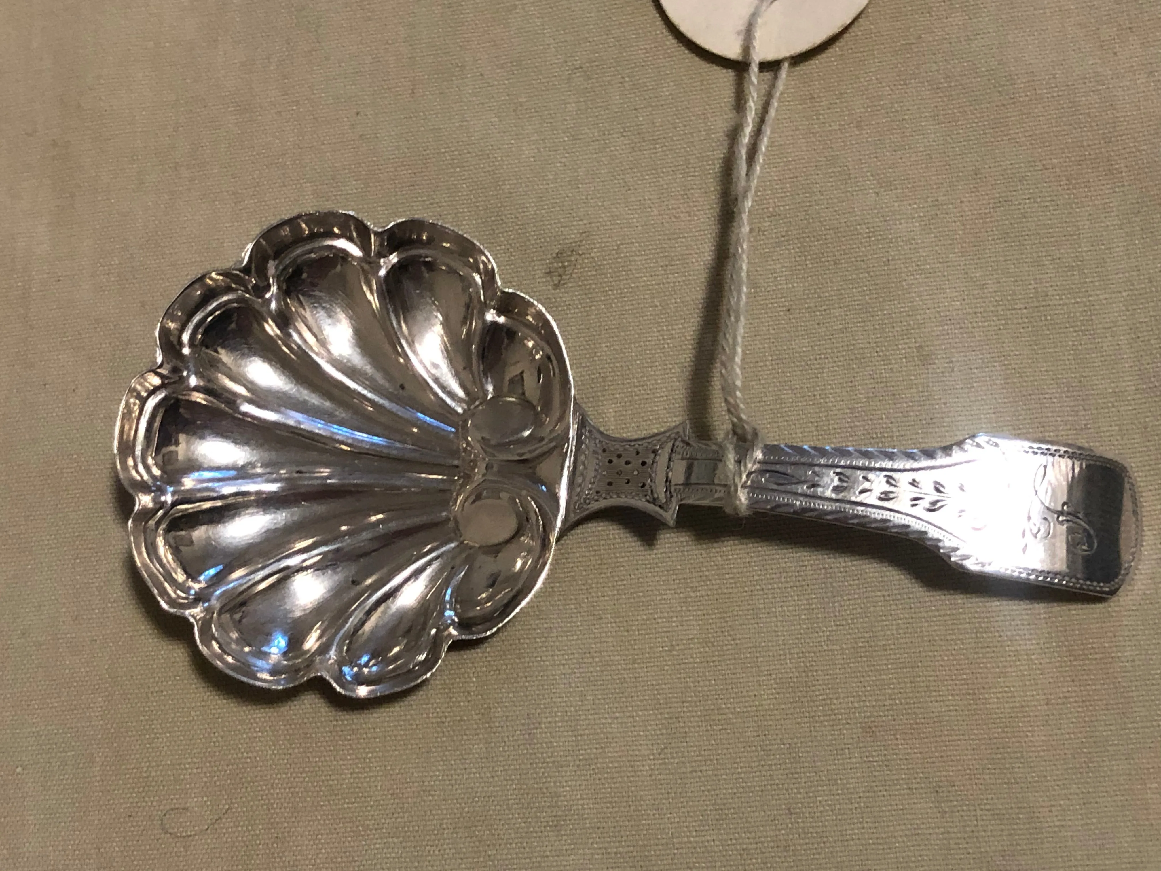 English George IV Sterling Silver Caddy Spoon by John Lawrence, 1823.