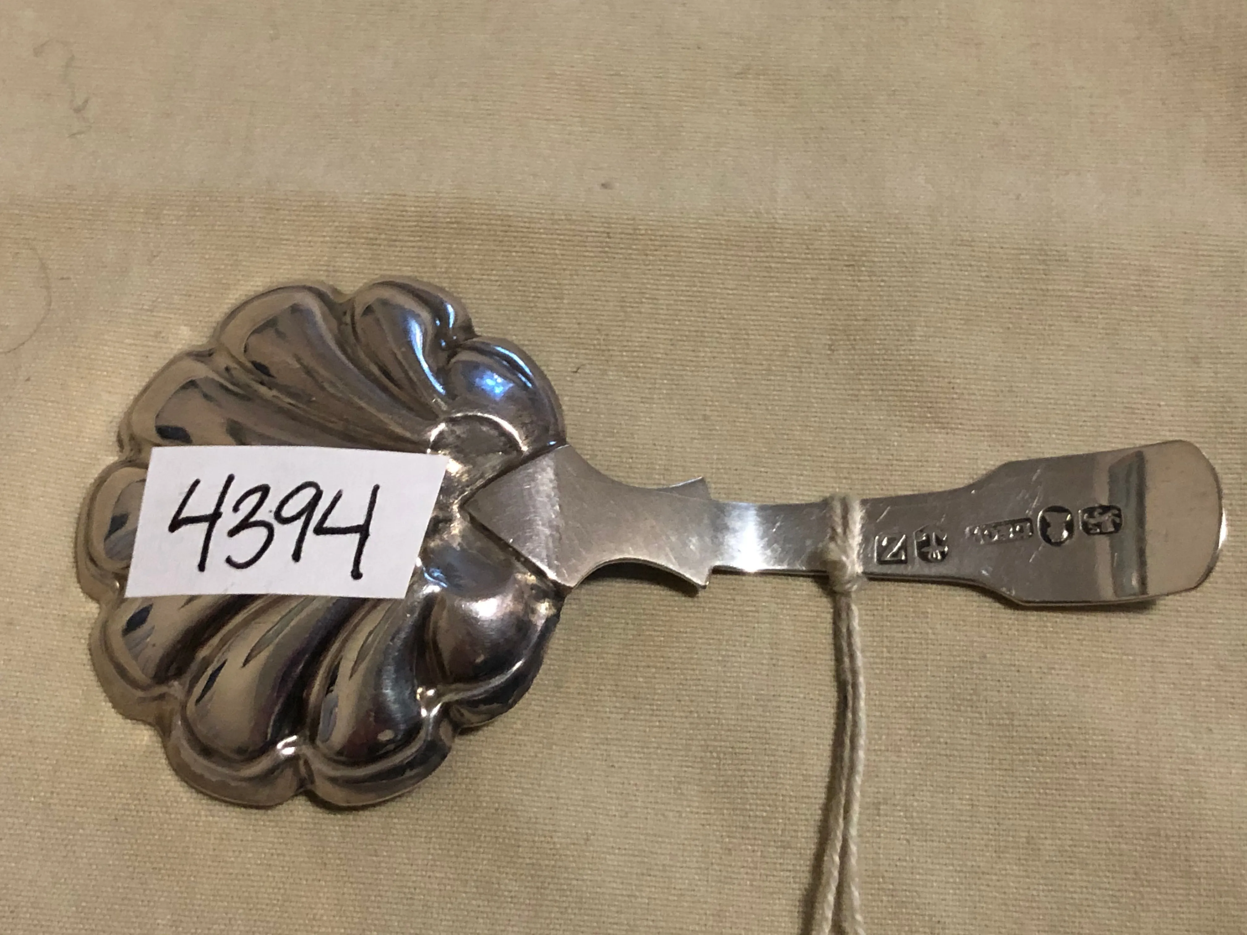 English George IV Sterling Silver Caddy Spoon by John Lawrence, 1823.