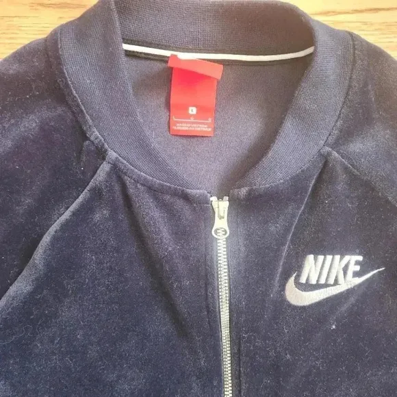 EUC Vintage Nike Velour Blue Track Jacket, Size L