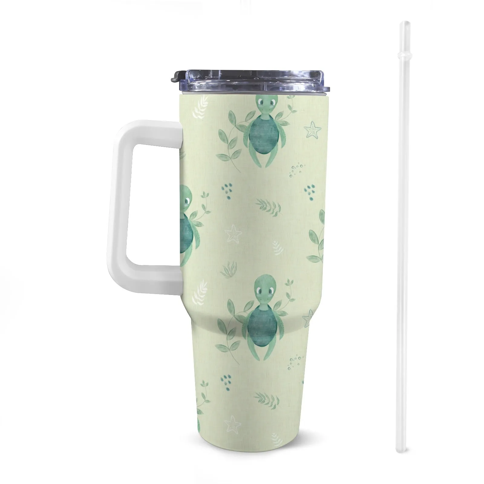 Extra Large Stainless Steel Insulated Travel Flask with Straw and Handle - Fun Patterns, Bold Colours